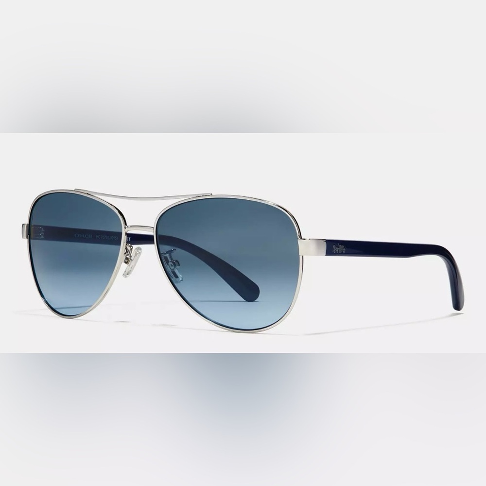 Women’s coach  gunmetal blue copper pilot sunglasses
